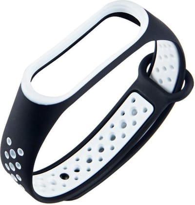 KELERINO. Siliconen bandje geschikt voor Xiaomi Mi Band 3 / 4 - Zwart / Wit