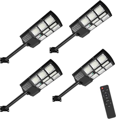 Set van 4 Krachtige 300W LED Buitenlamp op Zonne-energie met Bewegingssensor - IP67 Waterdicht