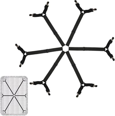 Verstelbare Bedlakens Klemmen met Metalen Clips, Elastische Straps voor een Strak Beddegoed