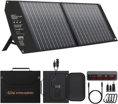 Core® Zonnepaneel Opvouwbaar - Powerbank - Zonneoplader - met Standaard - Waterdicht - Zwart - 40cm x53cm x 5cm