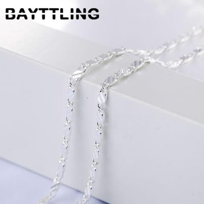 925 zilveren 2 mm 16-30 inch gouden zijketting voor vrouw mannen mode-sieraden charme ketting cadeau 50cm zilver