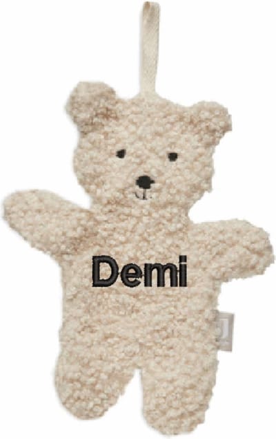 Jollein speendoekje Teddy bear naturel met geborduurde naam