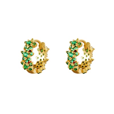 Oorbellen Monarch goud met zirkonia steentjes - groen