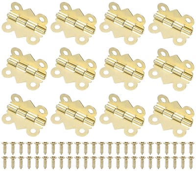 Scharnieren, 3/4 inch (20 mm) gegalvaniseerd ijzer binnendeur vouwbare kont 180 ° mini-scharnieren met schroef voor houten doos/juwelendoos/kast [goudkleur]