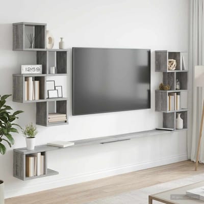 vidaXL - Wandgemonteerd - TV - Rek - Grijs - Sonoma - 160 - x - 15 - x - 94 - cm