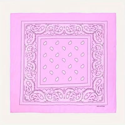 Bandana - Paisley - Boeren zakdoek - Vierkante sjaal - 54x54 cm - Hoofdband - Carnaval accessoire - Cowboy zakdoek - HipHop - 100% katoen - Lichtroze/roze - Jonyx