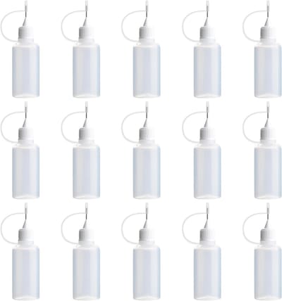 Set van 15 Naaldflessen 10 ml met Precisiepunten voor Nauwkeurig Aanbrengen, Perfect voor DIY Creaties en Hobbyprojecten