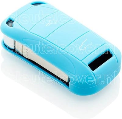 Autosleutel Hoesje geschikt voor Porsche - SleutelCover - Silicone Autosleutel Cover - Sleutelhoesje Lichtblauw