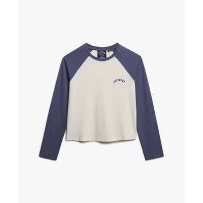 Superdry Essential Baseballtop met Logo en Lange Mouwen Blauw Grootte: 36