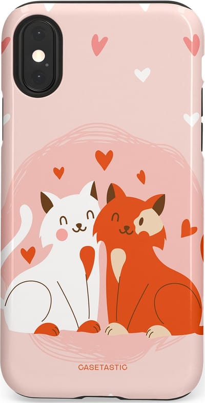 Casetastic Hoesje Geschikt voor Apple iPhone X/Xs - Stijlvolle Beschermende Duo-layer Case - Romantische Katten Liefde