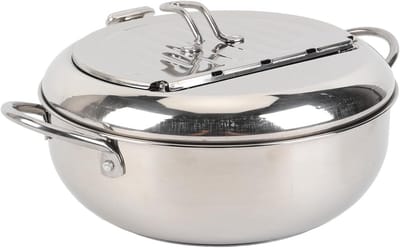 Roestvrijstalen Frituurpan - Kleine Friteuse - Thuis Frituren - Snelle Warmtegeleiding - 24cm - Zilver