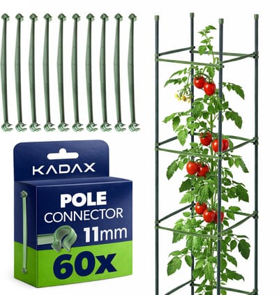 KADAX plantenstokverbinder Ø 11 mm, 60 stuks, plantenstokverbinder voor klimrekken, tomatentorens en plantensteunen in de tuin, steekverbinder voor tomatenstokken