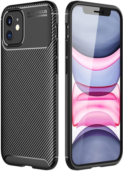 Coverup Hoesje - Geschikt voor iPhone 12 Mini Hoesje - Coverup Carbon Fiber TPU Back Cover - Zwart