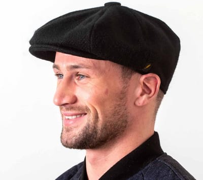 Hatman of Ireland Baker Boy / Gatsby 100% Donegal Tweed Zwart maat S (56/57cm)