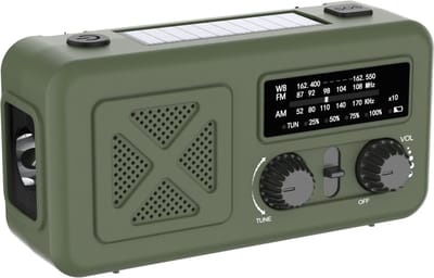 Noodradio - Groen - Solar, Hand Crank & Powerbank – AM/FM/WB - Emergency Radio - Exclusief Batterij