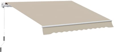 Handmatige Uitschuifbare Luifel 3,95 m – Gearticuleerde Arm Zonnescherm met Handkruk – Aluminium – Wit/Beige