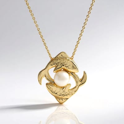 Cavill - Zilveren halsketting - 925 Sterling Zilver verguld - Witte zoetwaterkweekparel 6 mm rond - Elegante verstelbare ketting 45-50 cm