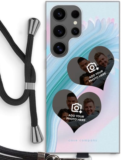 Gepersonaliseerd - Case Company® - Hoesje met koord geschikt voor Samsung Galaxy S24 Ultra hoesje met Koord - Love Photo's - Telefoonhoesje met Zwart Koord - Bescherming aan alle Kanten en Over de Schermrand