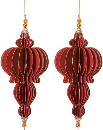 HOGEWONING BV - 2 rode en gouden origami-hangers 13 cm