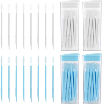 Tandstokers - Interdentaal borstels - Mondverzorging - Dubbelzijdig ontwerp - 200 stuks - Wit blauw