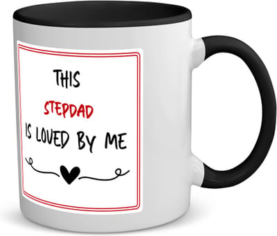 Akyol - this stepdad is loved by me koffiemok - theemok - zwart - Papa - iemand die houdt van zijn stiefvader - vader cadeautjes - vaderdag - verjaardag - geschenk - kado - 350 ML inhoud