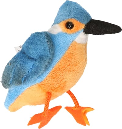 Cornelissen IJsvogel knuffel - 13 cm - vogels - blauw/oranje - dieren knuffels - pluche