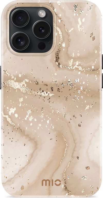 MIO MagSafe Apple iPhone 15 Pro Hoesje | Hard Shell Back Cover | Geschikt voor MagSafe | Gold Marble