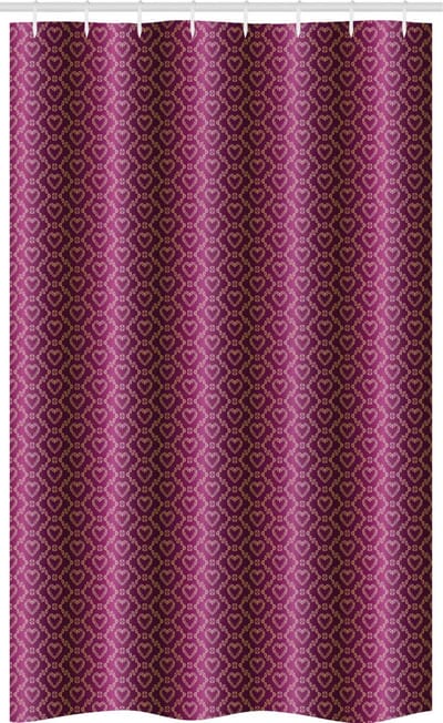ABAKUHAUS Douchegordijn – Zigzag en Harten – Geel/Lila – 120x180 cm