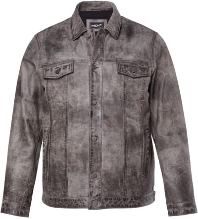 Men Plus - Heren - Leren jack leer topkwaliteit runderleer - Donkergrijs - Maat 3XL