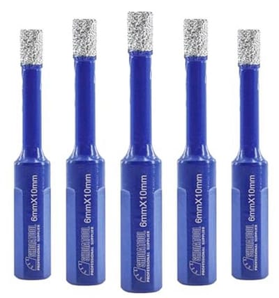 Diamantboor Core Bits 6mm Driehoek Schacht - Set van 5 voor Porselein, Marmer en Keramiek