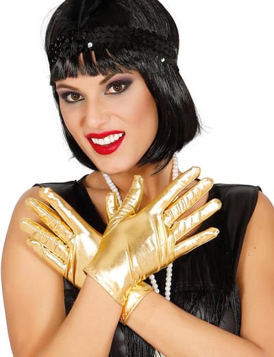 Verkleed handschoenen kort - metallic goud - dames - one size - foute party
