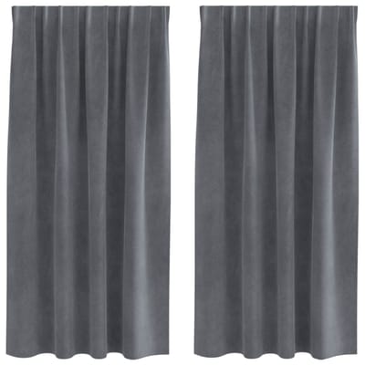 vidaXL - Zwart-out - gordijnen - met - top - tape - 2 - stuks - Super - Lichtgrijs - fluweel