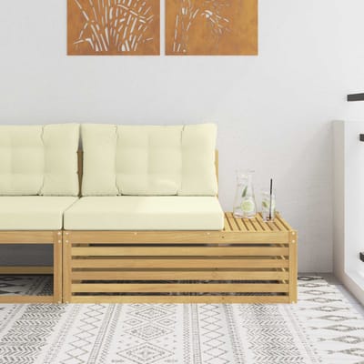 vidaXL - Buitenhoekbank - Massief - Acacia - Hout - Wit