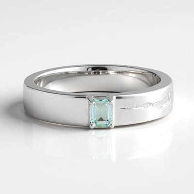 Cavill - Zilveren ring met Paraiba kleurige smaragd 0,169 ct - 925 Sterling zilver geplatineerd - achthoek trapgeslepen - elegante damesring
