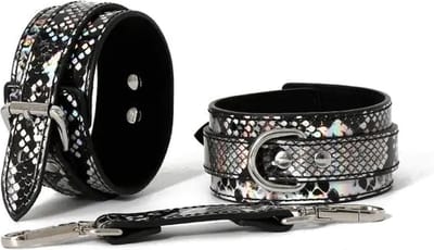 Smart Moves - Enkelboeien - PU Leer - Slangenprint Zwart/Zilver