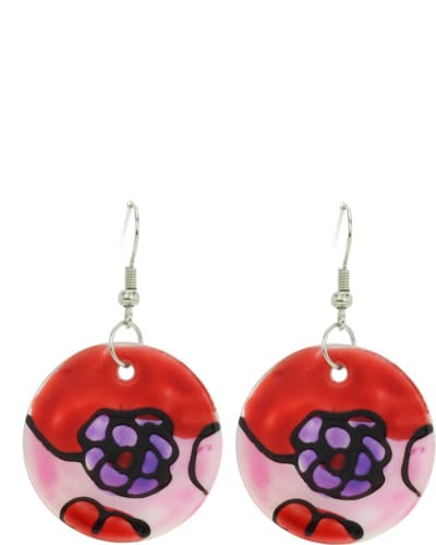 Behave - Schelpen oorbellen bloemen roze rood - Boho stijl - 5 cm
