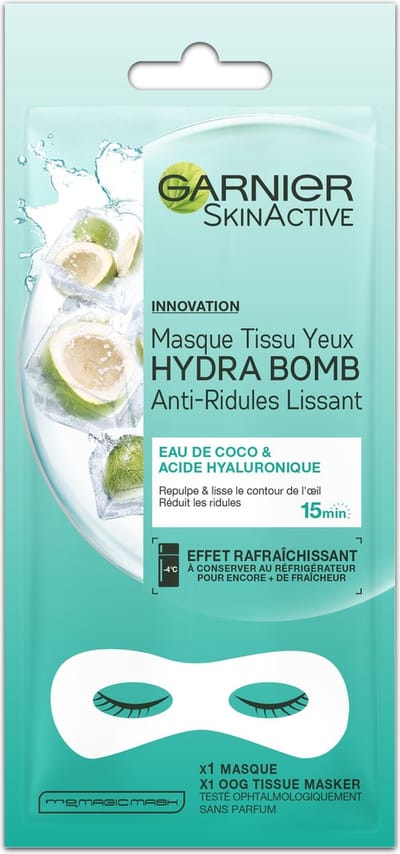 SkinActive Hydra Bomb Sheet Oogmasker 1 Stuk Gezichtsmasker met Kokosnoot en Hyaluronzuur