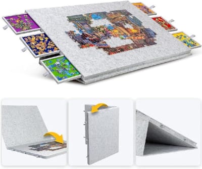 Puzzelbord Met Lades - Opbergplank Puzzelen - Puzzels Maken - Verstelbare Hoek - Tot 2000 Stukjes - Lichtgrijs