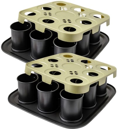 Set van 2 individuele cakevormen 9 holtes met deksel 29 x 29 cm Zenker Bake Click and Go