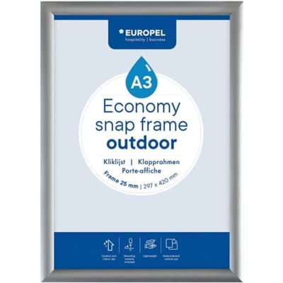Europel Kliklijst Economy Outdoor A3 Zilver 25 mm