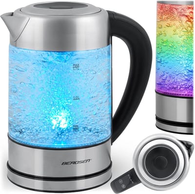 Elektrische Waterkoker - Temperatuurregeling Koker - Thee en Koffie - Glazen LED Display - 17 Liter Capaciteit - Zilver Zwart