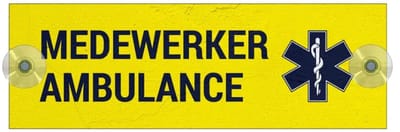 Medewerker ambulance autobordje met boorgaten en zuignapjes | Forex Re materiaal | 21 x 7 cm