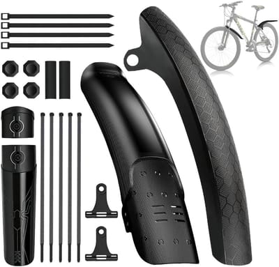 Afneembaar spatbord voor mountainbikes, verstelbaar voor 26/27,5/29 inch, eenvoudig te monteren zonder boren, zwart nylon kunststof