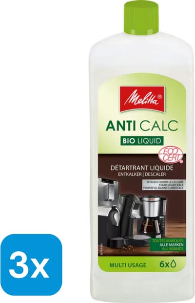 3x Melitta Anti Calc Bio Liquid Descaler Multi Usage ECOCERT 250 ml