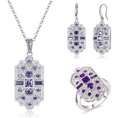 Mode 3 Stuks /Set Nieuwe Aankomst Harten & Pijlen Oorbellen Ketting Ring Set Voor Vrouwen Verlovingsfeest Sieraden 10