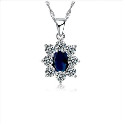 Aramat Jewels | Halskettingen | Luxe Zilveren Dames Halskettingen met hanger | Bloem Blauw/Transparant/Zirkonia/10mm | |1,5mm | Zilver | Volwassenen | Verkleurd niet