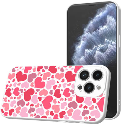 Smartphonica Telefoonhoesje Geschikt voor iPhone 11 Pro met Hartjes opdruk - TPU Back Cover Case Hearts Design - Wit geschikt voor iPhone 11 Pro