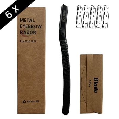 Metalen wenkbrauw scheermes - Herbruikbare scheermesjes (6x) - Dermaplaning - Unisex - Scheermes gezicht intieme streek baard bakkebaarden scheren contouren donshaartjes - Scheermesjes mannen en vrouwen