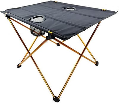 Opvouwbare Tafel - Picknicktafel Roltafel - Kamperen Vissen - Met Bekerhouder - 56 x 42 cm - Zwart