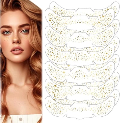 Glitter Sproet Tatoeages - Gouden Sproeten Stickers - Feestelijke Make-up - Waterdichte Formule - 12 Vellen - Goud